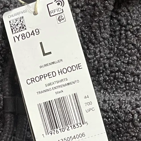 Adidas  MOON BOOT Collab Women's Black Cropped Hoodie Sherpa fleece Sweatshirt L