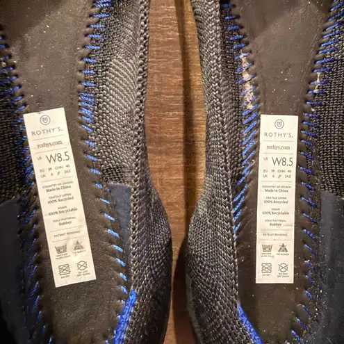 ROTHYS Women Pointed Toe Flats Knit Camo Blue Trim Comfort Shoes W8.5 Rare Work Gray Size 8.5