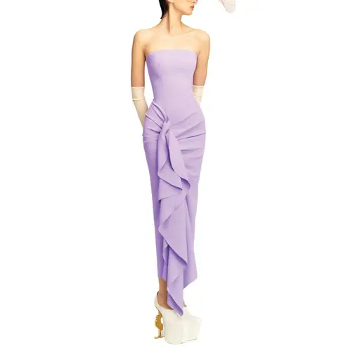Solace London Thalia Midi Dress in Lilac 4 New Womens Column Cocktail