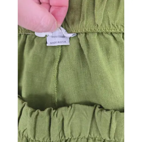 Bryn Walker Linen Set Tunic Top Pants Green Oversized Crop Wide Leg Pants Large