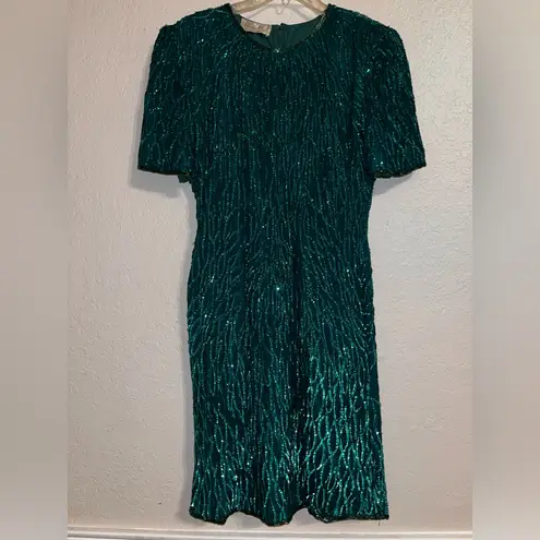 Laurence Kazar Vintage Elegant Green Dress New York Black Tie Cocktail Dress