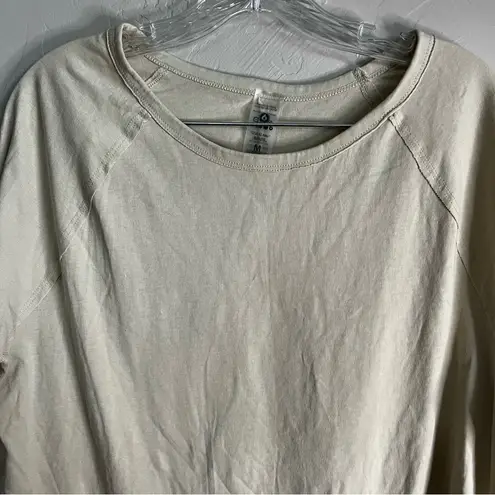 Mono B Stone Neutral Raw Hem Long Sleeve Athleisure Top Size M
