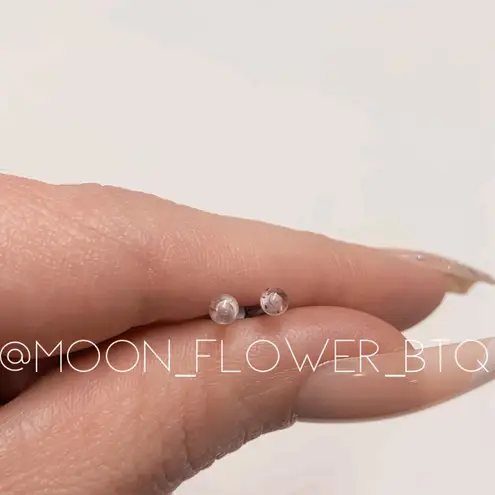 Pink Sparkle Flat Back Cartilage Earrings Silver