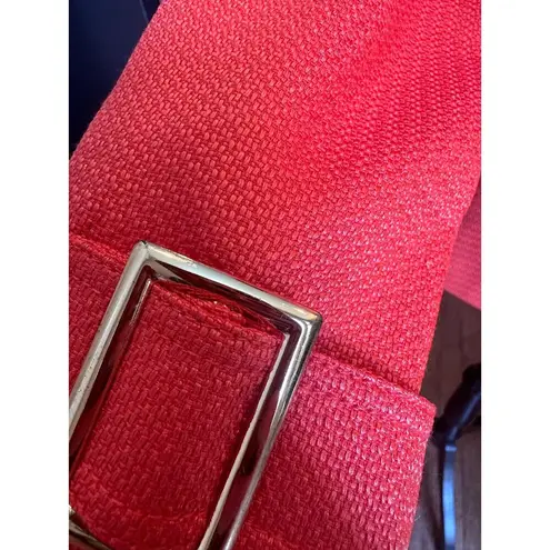 Tahari ASL Double Breasted Blazer w/ Belted Cuffs & Gold Buttons Orange Red SZ.4