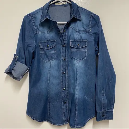 Newplay denim shirt with roll up sleeves size S