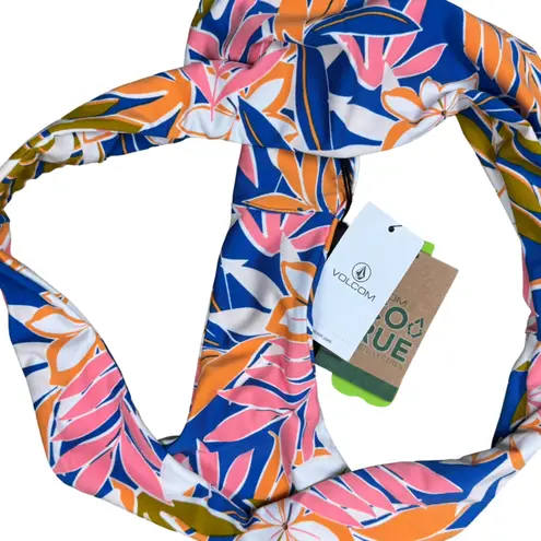 Volcom NWT  Hot Tropics Blue Floral V Bikini Swimsuit Bottom Large Cheeky