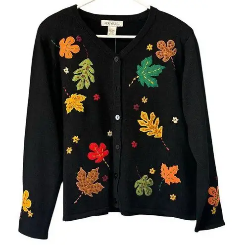 Arriviste Women Fall Autumn Art To Wear Cardigan Sweater Beads Leaves Size L NWT Size L