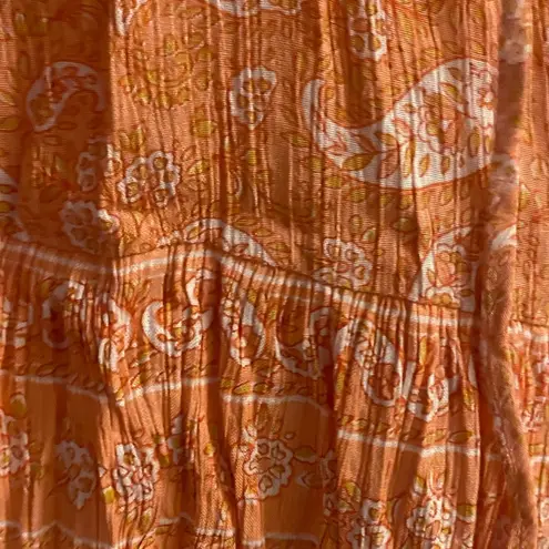Patrons of Peace Womens Tank Top XS Oversized Orange Boho Paisley Print NWT