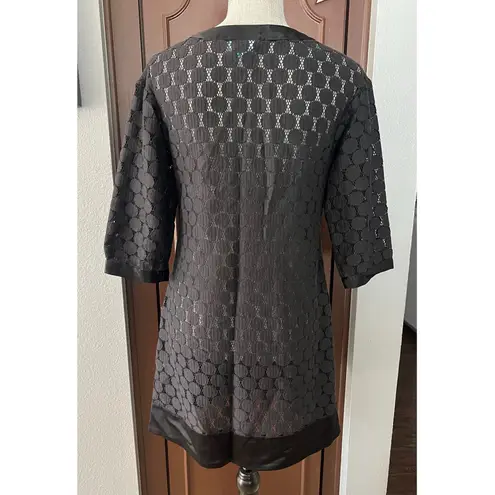 barney's new york Barney’s New York co-op black open knit satin trim dress