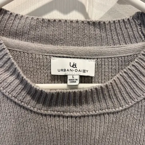 Urban Daizy Women's Gray Ribbed Knit Pullover Poncho Sweater Dolman Sleeve Large