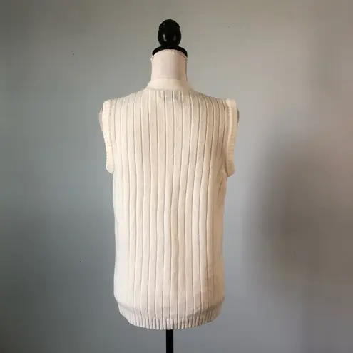 Vintage Cream Button Down Acrylic Vest Size L