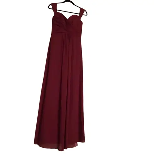 DESSY COLLECTION Vivian Diamond 2970 Claret Off the Shoulder Draped Dress $284 Red Size 14
