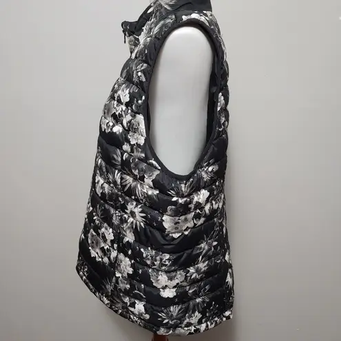 Ruff Hewn  black toile floral quilted puffer vest size xl