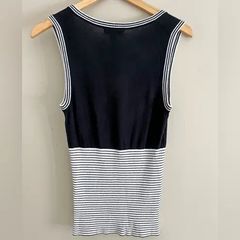 Banana Republic  sweater vest black and white striped sleeveless scoop neck