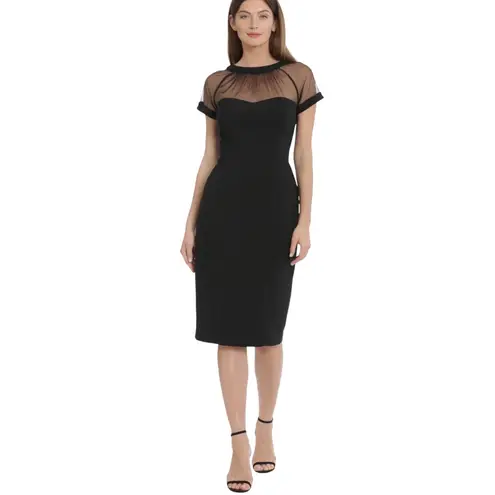 Maggy London the illusion sheath dress black sexy cocktail feminine midi dress 2