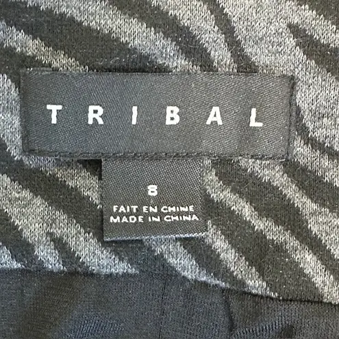 Tribal Knit Pencil Skirt Zebra Print Career Wear Stretch Casual Comfort Size 8 Gray