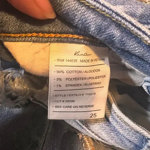 KanCan Jeans Womens Size 25 Light Wash Distressed Frayed Hem Denim Pants Blue