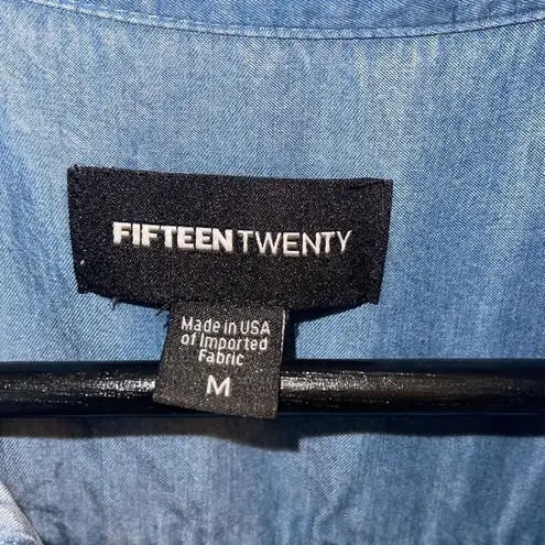 Fifteen Twenty Fifteen Twenty Womens Dip Dye Ombre Button-up Tie Front Sleeveless Top Medium