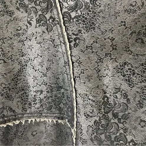 Dylan Sherpa and Black Floral Embossed Faux Suede Raw Hem Vest by True Grit