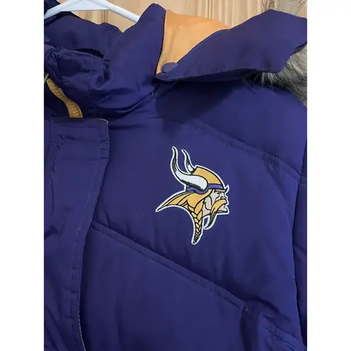 Reebok Minnesota Vikings  Puffer Jacket NFL Team Apparel Faux Fur Hood Size Large