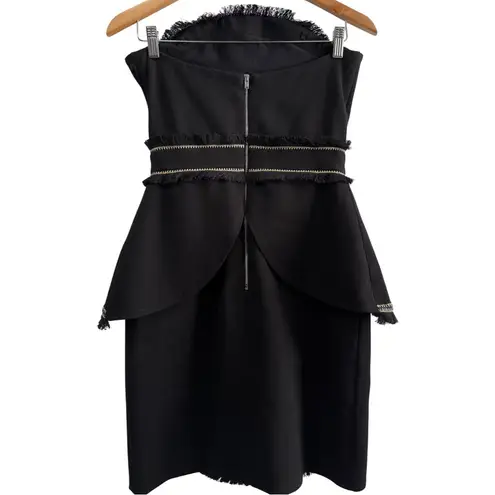 Elliatt Euphoria Dress Black / Gold Metallic Fringe Strapless Mini Luxe Small