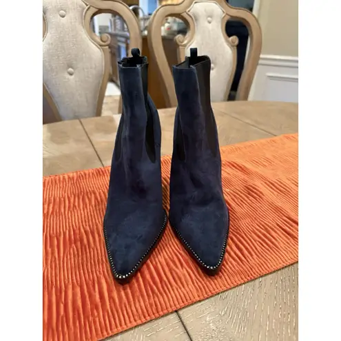 Miss Lola Women's Teal Stretch Faux Suede Pointed Toe Boots/Heels, Size 9 Blue