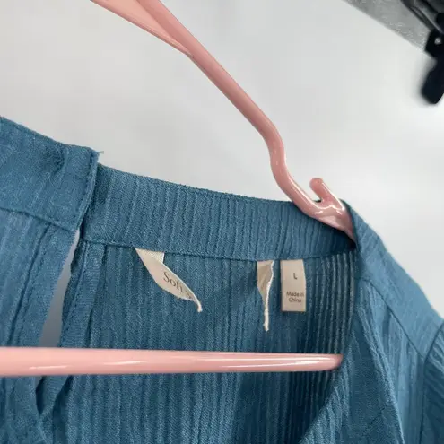 Soft Surroundings Tunic Top Size Large NWOT Oceo Gauze Mallard Blue 3/4 Sleeve