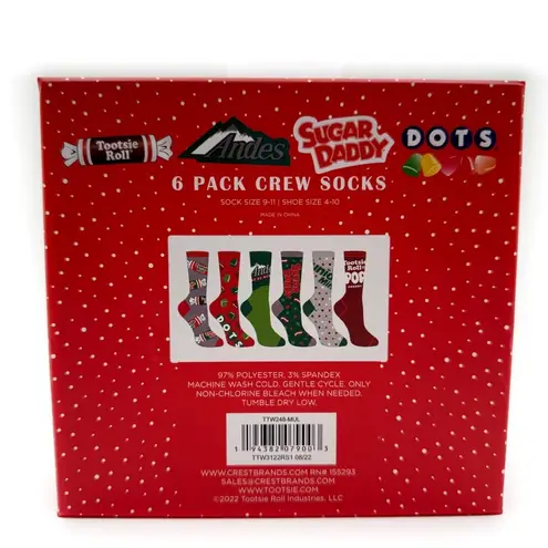 Tootsie Roll Candy Crew Socks Womens Gift Set Junior Mints Sugar Daddy Dots Gift Red