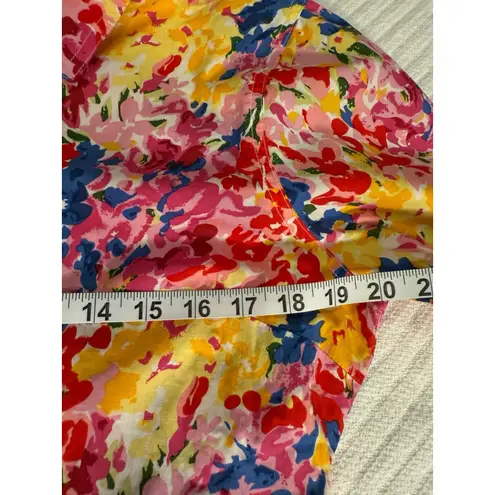 WD NY Vibrant Floral Shirt Dress/ Midi, Cotton/Maximalist, Dopamine, Preppy Lg