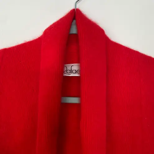 Rafaella Angora Rabbit Hair Lambswool Nylon Open Front Sweater Red