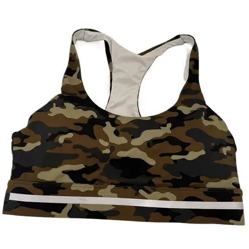 Zyia Active Light Green Camo Reflective Racerback Sports Bra Size Large