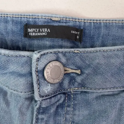 Simply Vera 6 31 Short Embroidered Light Blue Distressed Denim Cuffed Shorts