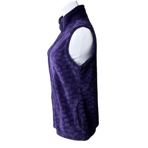 French Laundry French Laundry High Pile Textured Zipper Vest MEDIUM Purple Cozy Outdoor Casual