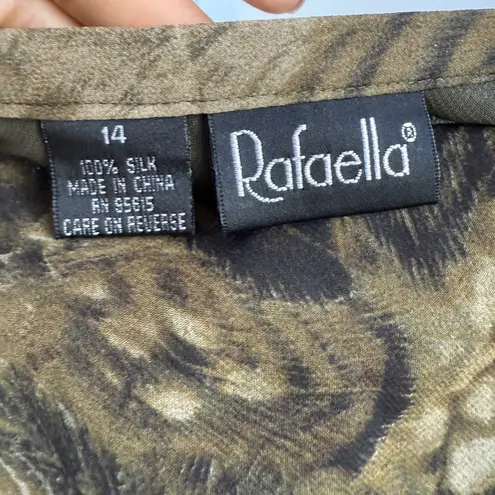 Rafaella Vintage 100% Silk Skirt Size 14 Brown Green fairy y2k Midi