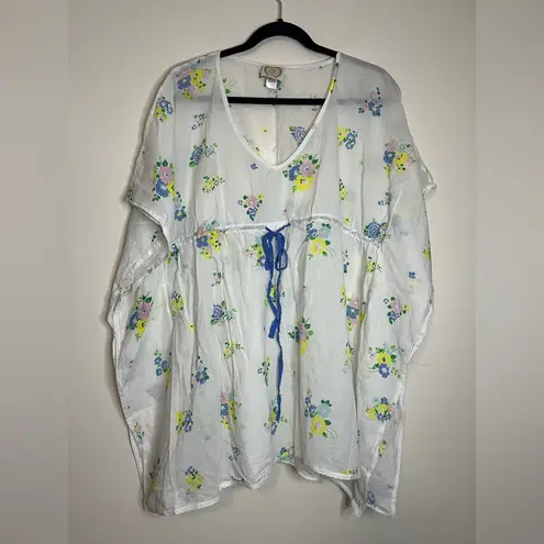 Beaufort Bonnet Co. Floral Cotton Tunic OS White Pastel Caftan Cover