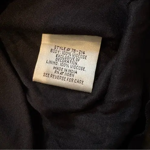 Yoana Baraschi Black Petal Detail Sheer Overlay Top, Sz XS