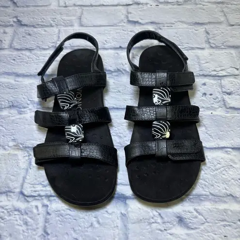 Vionic AMBER Black Leather Slingback Sandals Comfort Arch Support Women Size 9