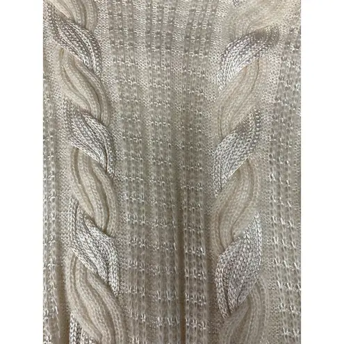 Vintage D.D Sloan Cream Sz L Women's Cable Knit Turtleneck Sweater Chunky Warm White Size L