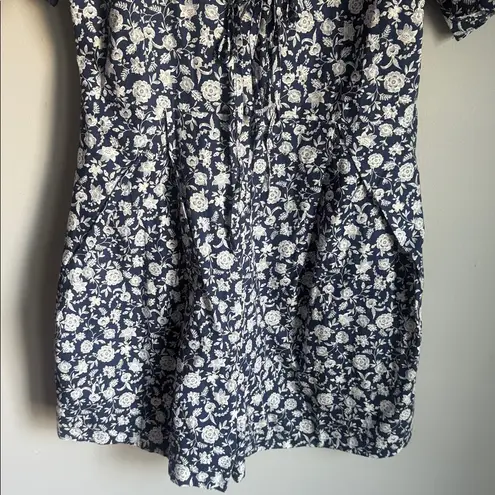 Tuckernuck Hyacinth House Navy and White Barnell Romper Small