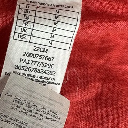 Calzedonia Cobey Red 100% Linen Shirt Dress Size M