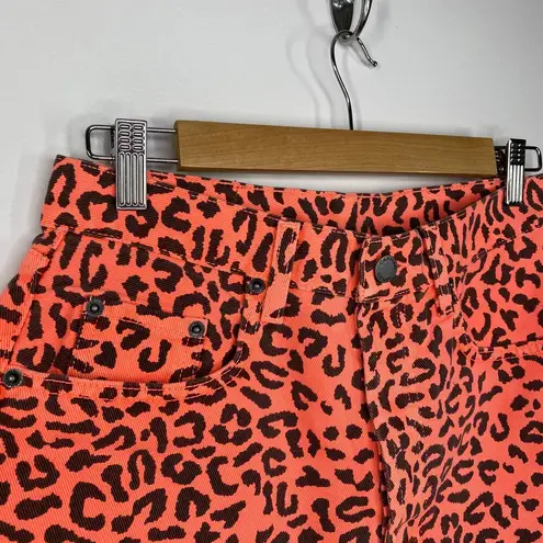 LF Carmar Titania Orange Black Leopard Print Denim Shorts Women's Size 27 NWT