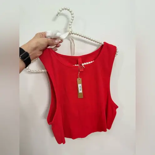 SKIMS Size 4X RUNS SMALL Cotton Rib Super Crop Tank Ruby AP-CRP-1399 NWT