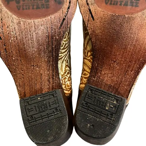 Corral Vintage Western Slip On Tooled Leather Mules, Sz 7.5