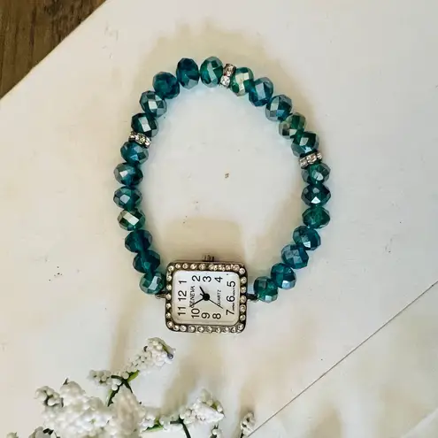 Geneva Blue Bead Bracelet Watch