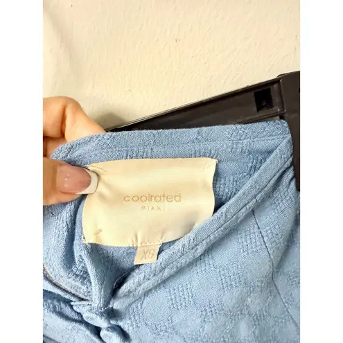 Coolrated Miami Linen Blend Crop Top & Midi Skirt Set Blue Women's Size XS