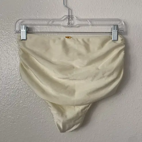 PatBO M Cream High Rise Rouched Bikini Swim Bottoms Size M
