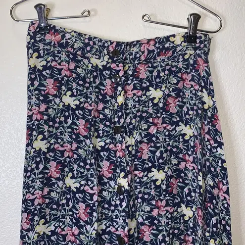 Freedom Fashions vintage blue floral button down maxi skirt Size M