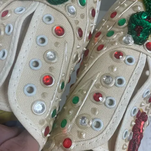 Glitzies Vintage Embellished Sneakers Cactus Chili Pepper Sequins size 6.5