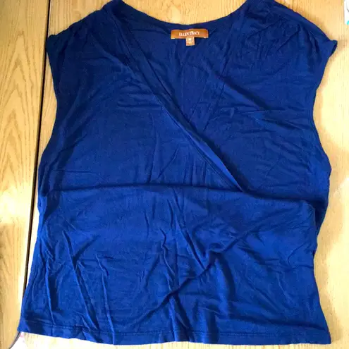 Ellen Tracy Navy Blue Semi-Sheer Top Medium