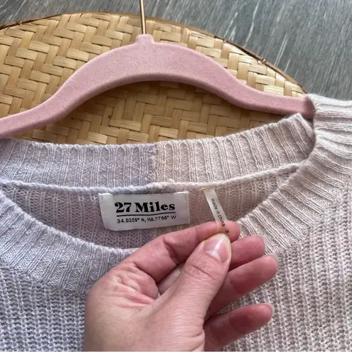 Revolve 27 miles Malibu Arlo Sweater‎ in Rosewater & Periwinkle 100% cashmere M Pink Size M